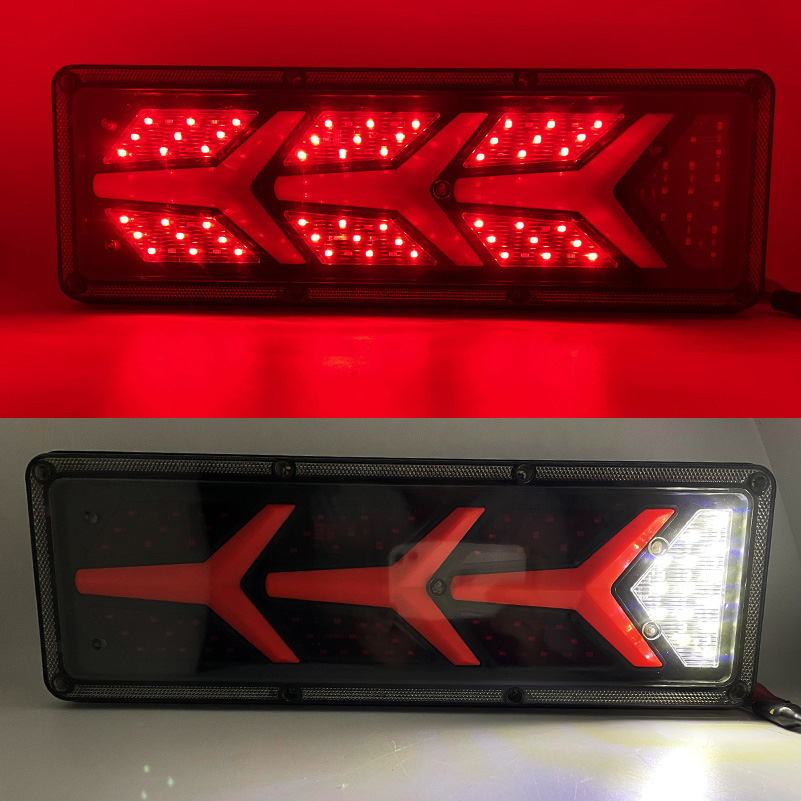 Σετ Universal Αδιάβροχα Δυναμικά LED Πίσω Φανάρια Πορείας - STOP - Φλας - Ομίχλης - Όπισθεν για Φορτηγά & Τρέιλερ 24V 46x13x2cm 2τμχ